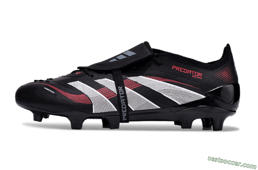 Adidas Predator Elite Foldover Tongue 2025 Stealth Victory FG Low-Tops Soccer Cleats - Black/White/Red 2