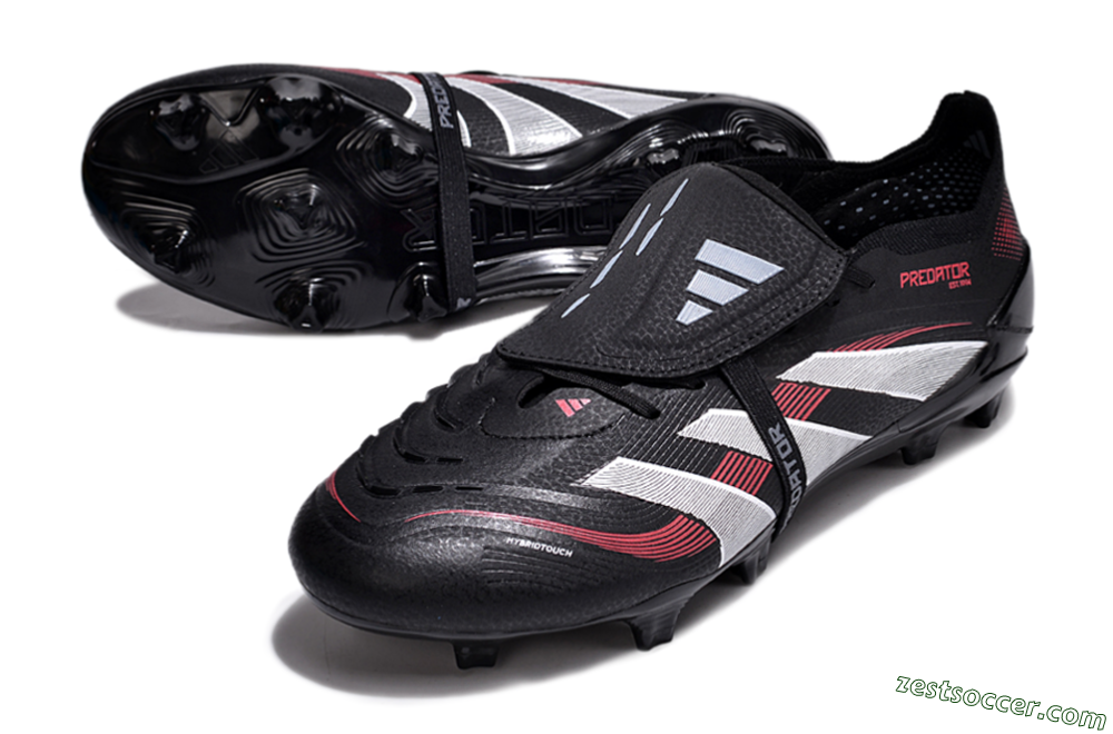 Adidas Predator Elite Foldover Tongue 2025 Stealth Victory FG Low-Tops Soccer Cleats - Black/White/Red 3