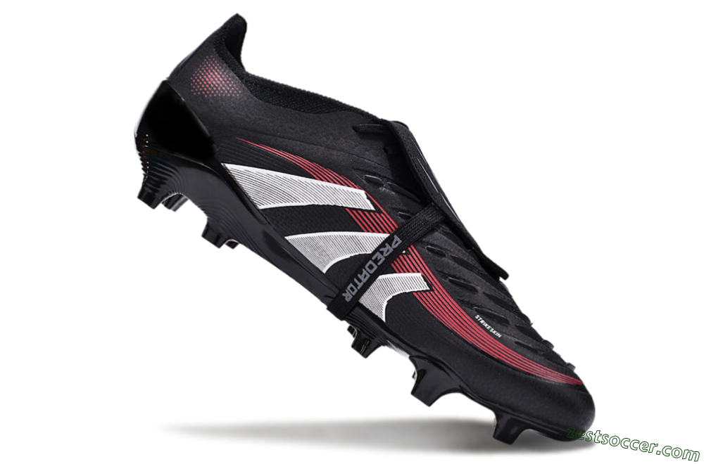 Adidas Predator Elite Foldover Tongue 2025 Stealth Victory FG Low-Tops Soccer Cleats - Black/White/Red 4