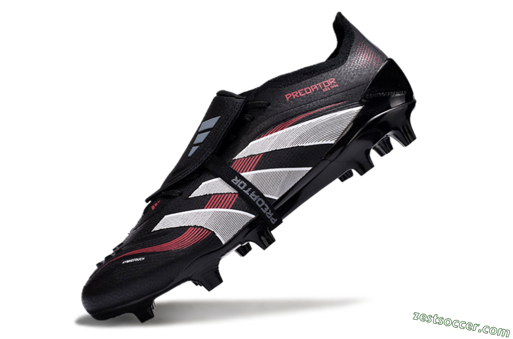 Adidas Predator Elite Foldover Tongue 2025 Stealth Victory FG Low-Tops Soccer Cleats - Black/White/Red 5
