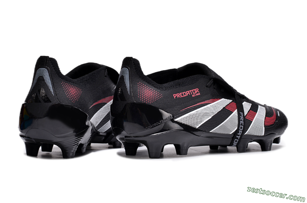 Adidas Predator Elite Foldover Tongue 2025 Stealth Victory FG Low-Tops Soccer Cleats - Black/White/Red 6