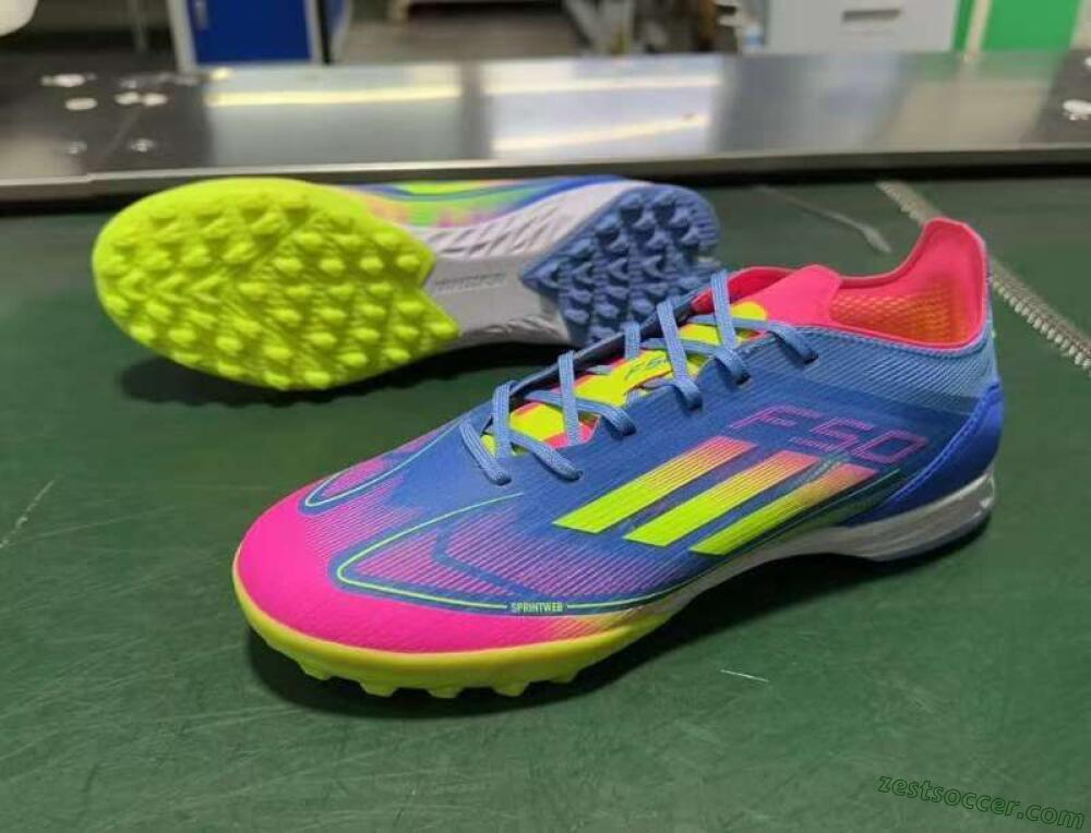 Adidas F50 Elite TF Low-Tops Soccer Shoes - Blue/Pink/Yellow