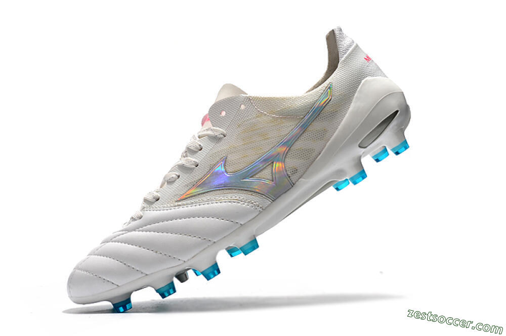 Mizuno Morelia Neo 2 FG Low-Tops Soccer Cleats - White/Silver/Blue 8