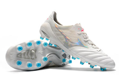 Mizuno Morelia Neo 2 FG Low-Tops Soccer Cleats - White/Silver/Blue