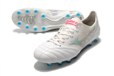 Mizuno Morelia Neo 2 FG Low-Tops Soccer Cleats - White/Silver/Blue