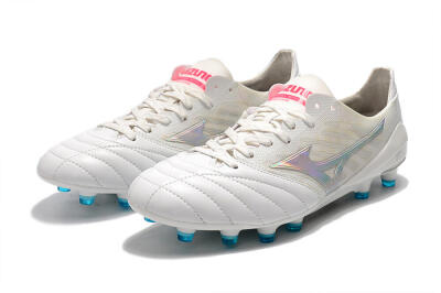 Mizuno Morelia Neo 2 FG Low-Tops Soccer Cleats - White/Silver/Blue