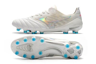 Mizuno Morelia Neo 2 FG Low-Tops Soccer Cleats - White/Silver/Blue