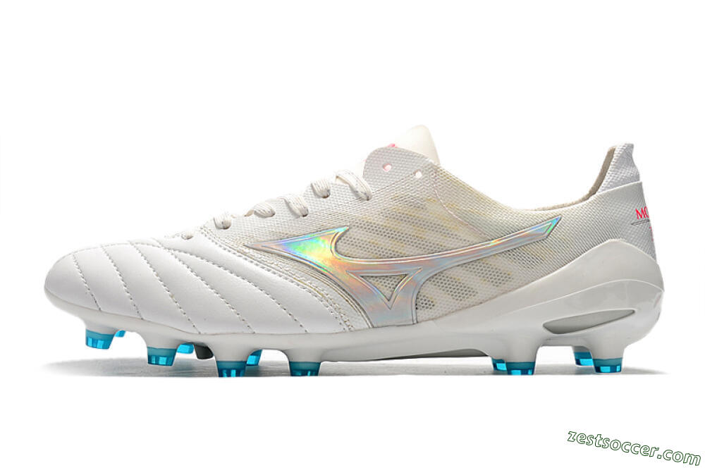 Mizuno Morelia Neo 2 FG Low-Tops Soccer Cleats - White/Silver/Blue 2
