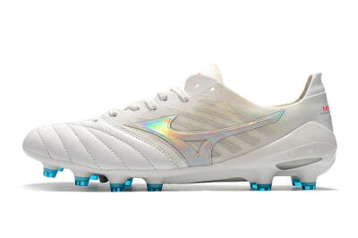 Mizuno Morelia Neo 2 FG Low-Tops Soccer Cleats - White/Silver/Blue