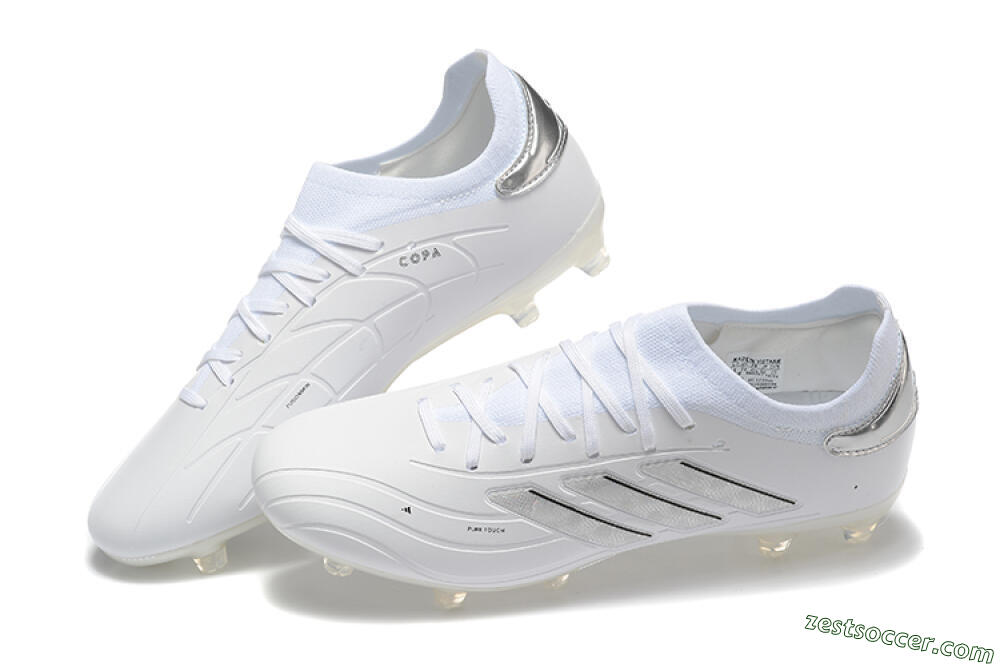 Adidas Copa Pure 2+ FG Low-Tops Soccer Cleats - White/Silver/Black 6