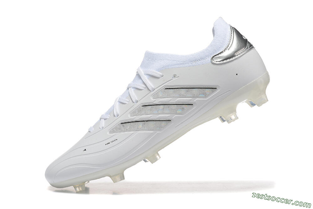 Adidas Copa Pure 2+ FG Low-Tops Soccer Cleats - White/Silver/Black 8
