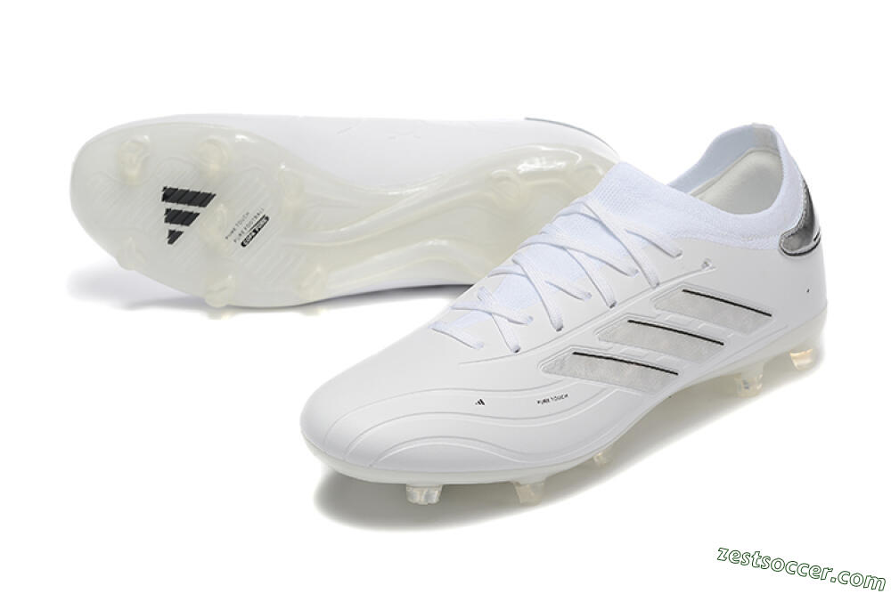 Adidas Copa Pure 2+ FG Low-Tops Soccer Cleats - White/Silver/Black 3