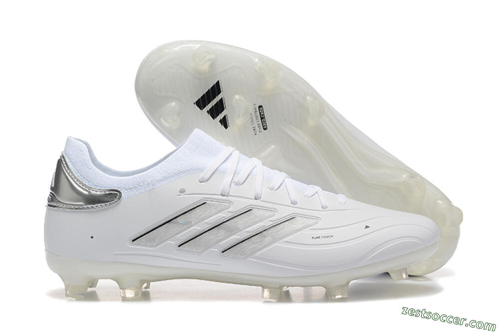 Adidas Copa Pure 2+ FG Low-Tops Soccer Cleats - White/Silver/Black 0
