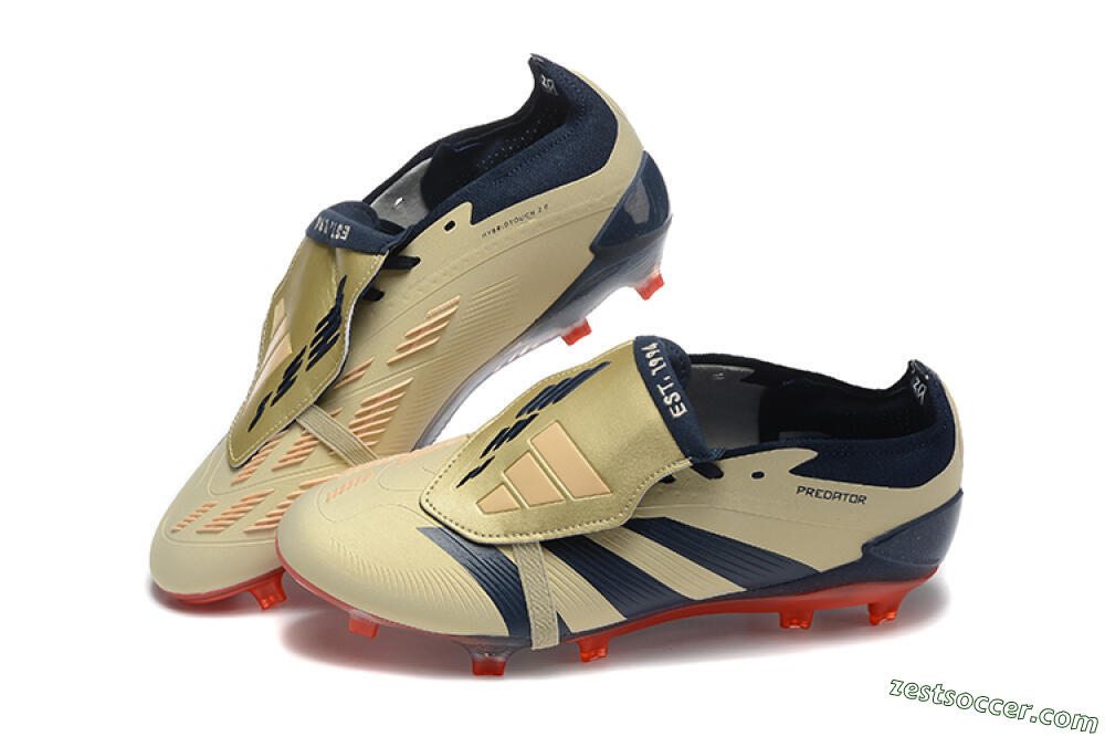 Adidas Predator Elite Foldover Tongue FG Low-Tops Soccer Cleats - Gold/Blue/Red 6
