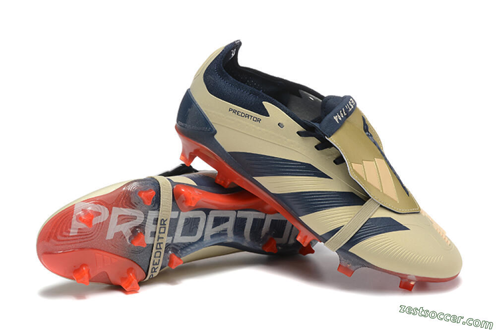 Adidas Predator Elite Foldover Tongue FG Low-Tops Soccer Cleats - Gold/Blue/Red 4