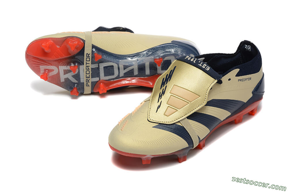 Adidas Predator Elite Foldover Tongue FG Low-Tops Soccer Cleats - Gold/Blue/Red 3
