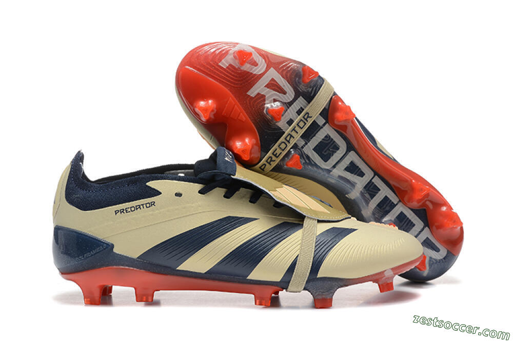 Adidas Predator Elite Foldover Tongue FG Low-Tops Soccer Cleats - Gold/Blue/Red 0