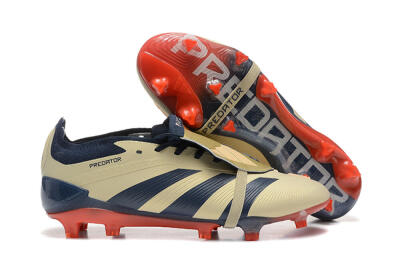 Adidas Predator Elite Foldover Tongue FG Low-Tops Soccer Cleats - Gold/Blue/Red