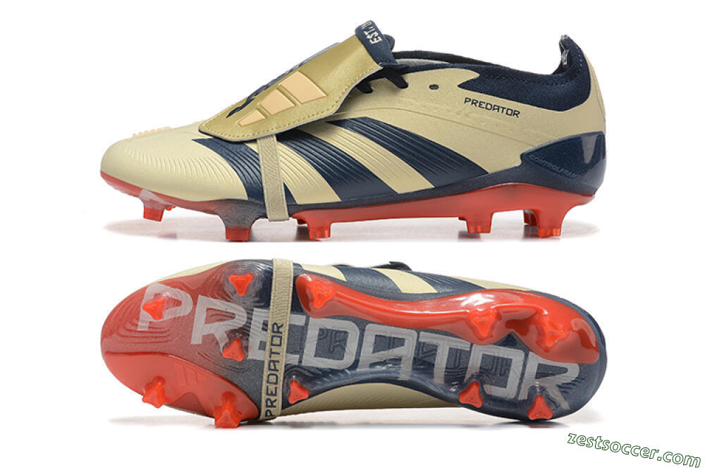 Adidas Predator Elite Foldover Tongue FG Low-Tops Soccer Cleats - Gold/Blue/Red 1