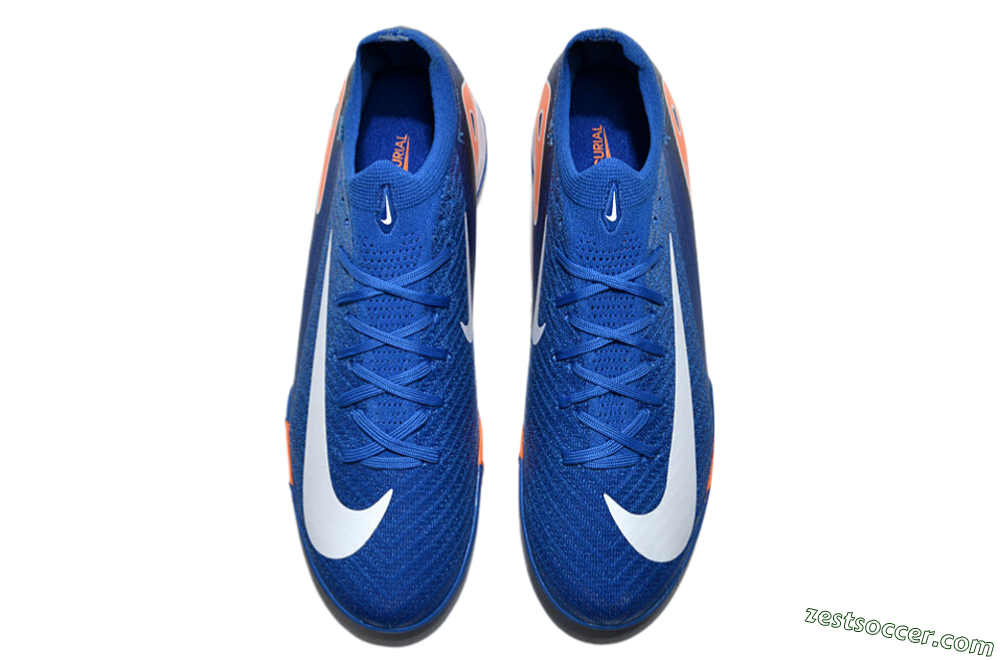 Nike Air Zoom Mercurial Vapor 16 Elite TF Low-Tops Soccer Shoes - Blue/White/Orange 4