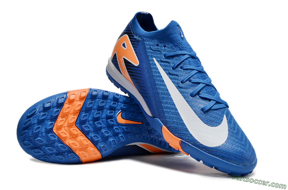 Nike Air Zoom Mercurial Vapor 16 Elite TF Low-Tops Soccer Shoes - Blue/White/Orange 3
