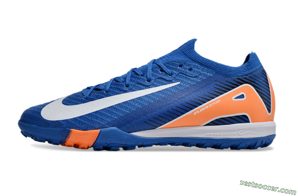 Nike Air Zoom Mercurial Vapor 16 Elite TF Low-Tops Soccer Shoes - Blue/White/Orange 2