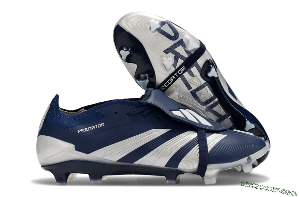Adidas Predator Elite Foldover Tongue FG Low-Tops Soccer Cleats - Blue/Silver/White 0