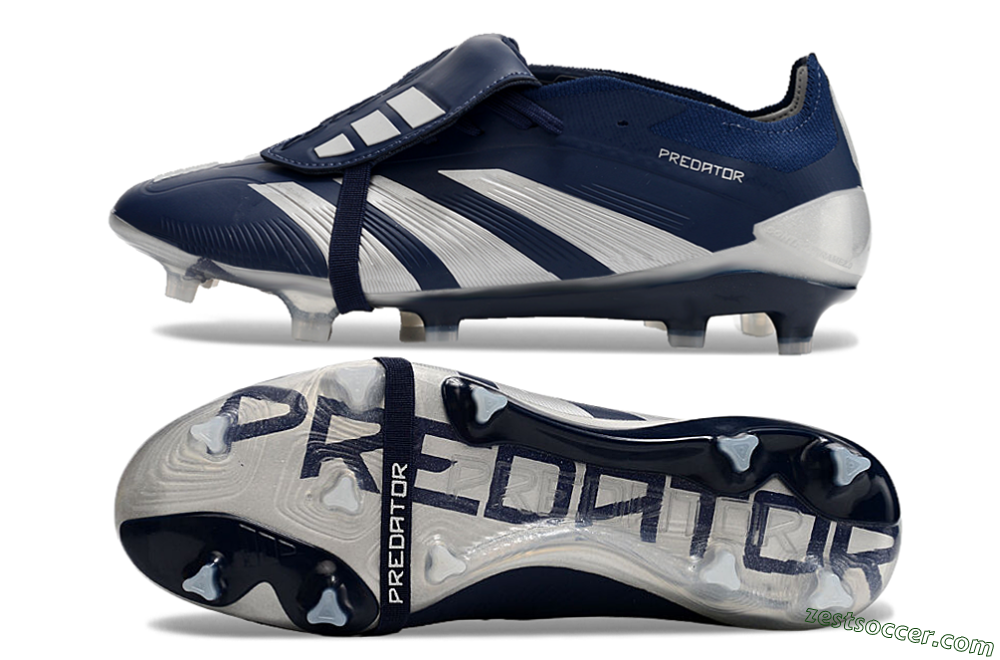 Adidas Predator Elite Foldover Tongue FG Low-Tops Soccer Cleats - Blue/Silver/White 1