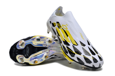 Adidas F50+ Elite Lightstrike Pro Laceless FG Low-Tops Soccer Cleats - White/Black/Yellow