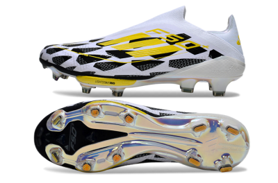 Adidas F50+ Elite Lightstrike Pro Laceless FG Low-Tops Soccer Cleats - White/Black/Yellow
