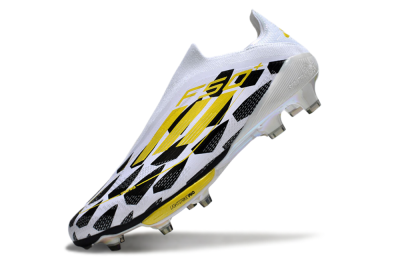 Adidas F50+ Elite Lightstrike Pro Laceless FG Low-Tops Soccer Cleats - White/Black/Yellow