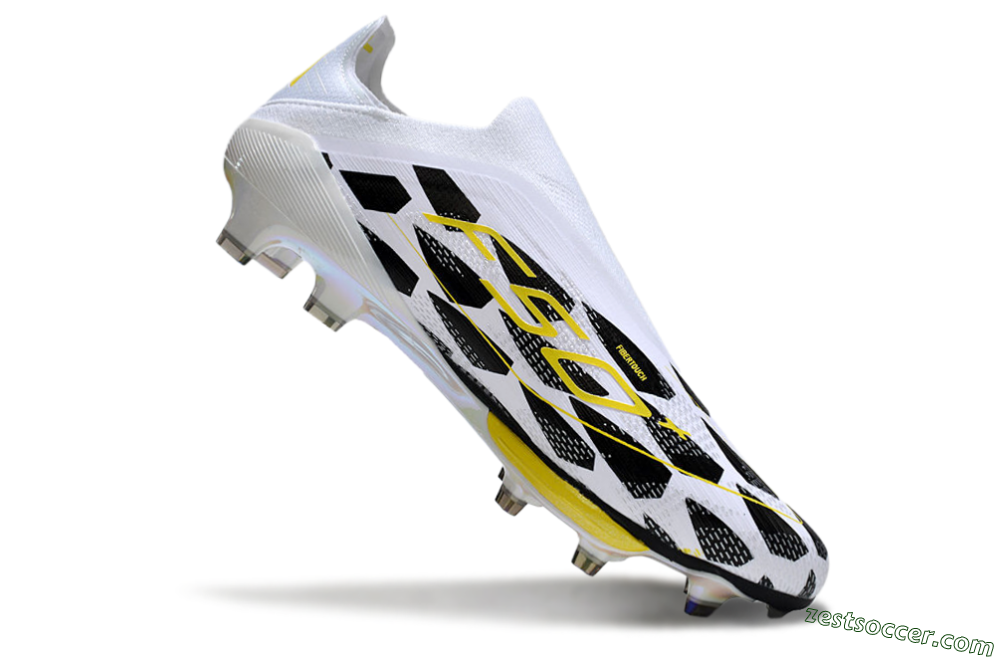 Adidas F50+ Elite Lightstrike Pro Laceless FG Low-Tops Soccer Cleats - White/Black/Yellow 4