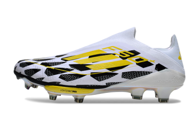 Adidas F50+ Elite Lightstrike Pro Laceless FG Low-Tops Soccer Cleats - White/Black/Yellow