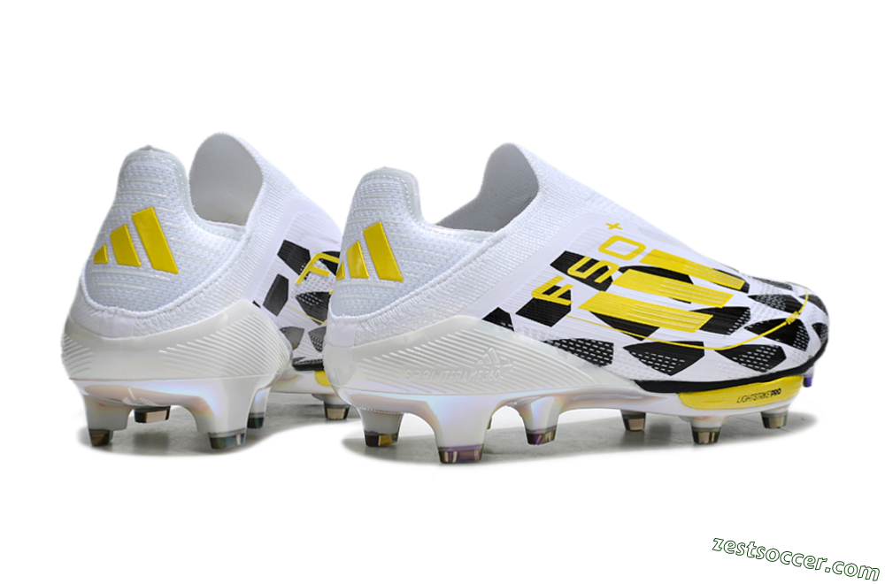 Adidas F50+ Elite Lightstrike Pro Laceless FG Low-Tops Soccer Cleats - White/Black/Yellow 6
