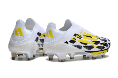 Adidas F50+ Elite Lightstrike Pro Laceless FG Low-Tops Soccer Cleats - White/Black/Yellow
