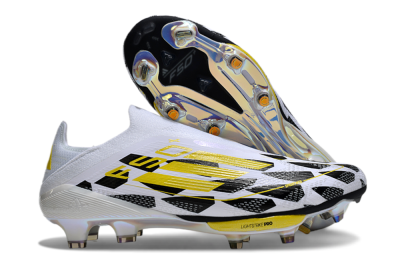 Adidas F50+ Elite Lightstrike Pro Laceless FG Low-Tops Soccer Cleats - White/Black/Yellow