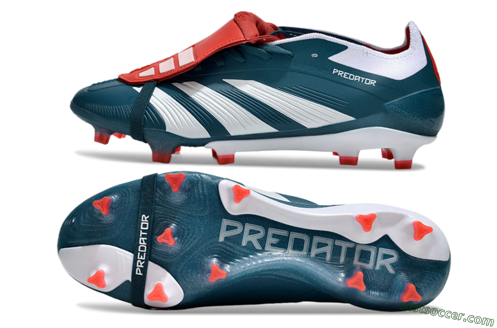 Adidas Predator Elite Foldover Tongue FG Low-Tops Soccer Cleats - Green/White/Red 1
