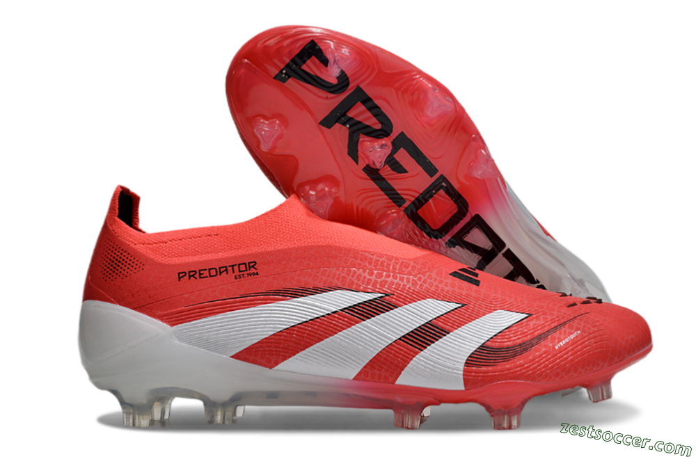 Adidas Predator+ 24 Laceless FG Low-Tops Soccer Cleats - Red/White/Black 0