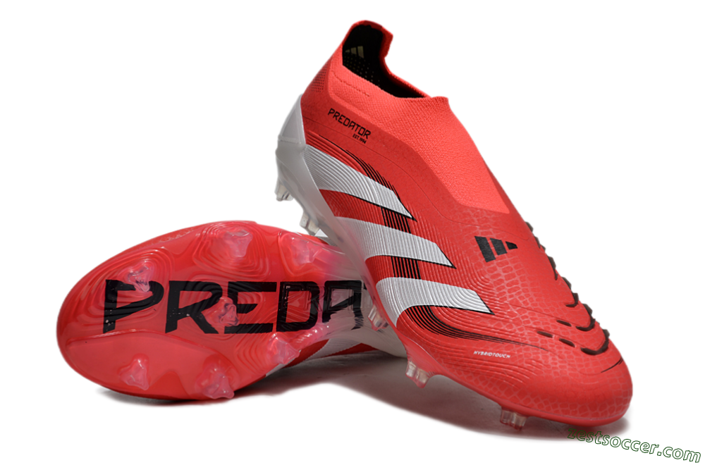 Adidas Predator+ 24 Laceless FG Low-Tops Soccer Cleats - Red/White/Black 3