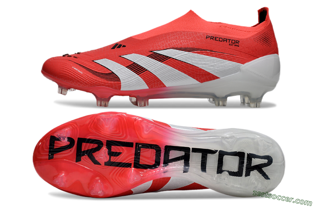 Adidas Predator+ 24 Laceless FG Low-Tops Soccer Cleats - Red/White/Black 1