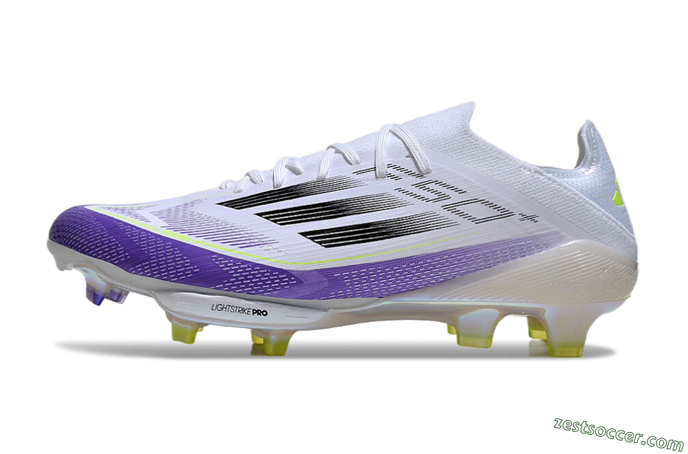 Adidas F50+ Elite Lightstrike Pro FG Low-Tops Soccer Cleats - White/Black/Purple 2