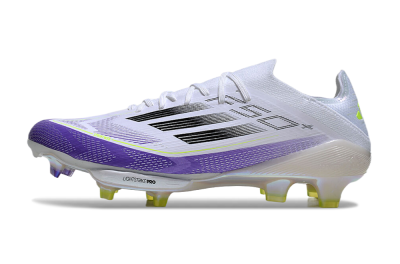 Adidas F50+ Elite Lightstrike Pro FG Low-Tops Soccer Cleats - White/Black/Purple