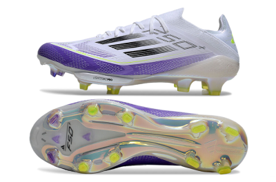 Adidas F50+ Elite Lightstrike Pro FG Low-Tops Soccer Cleats - White/Black/Purple