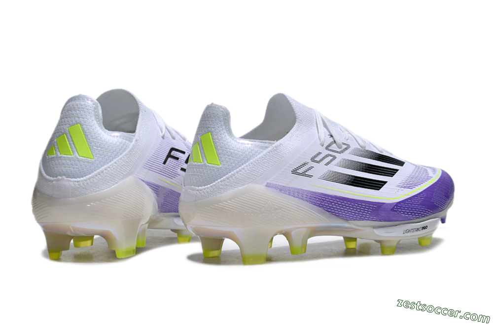 Adidas F50+ Elite Lightstrike Pro FG Low-Tops Soccer Cleats - White/Black/Purple 6