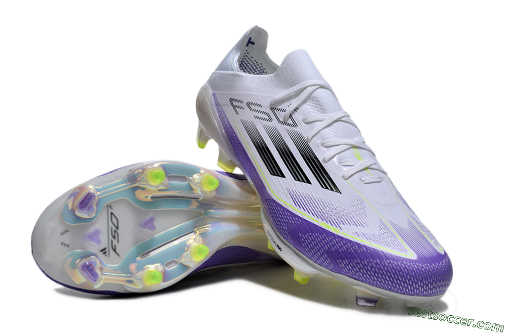 Adidas F50+ Elite Lightstrike Pro FG Low-Tops Soccer Cleats - White/Black/Purple 3
