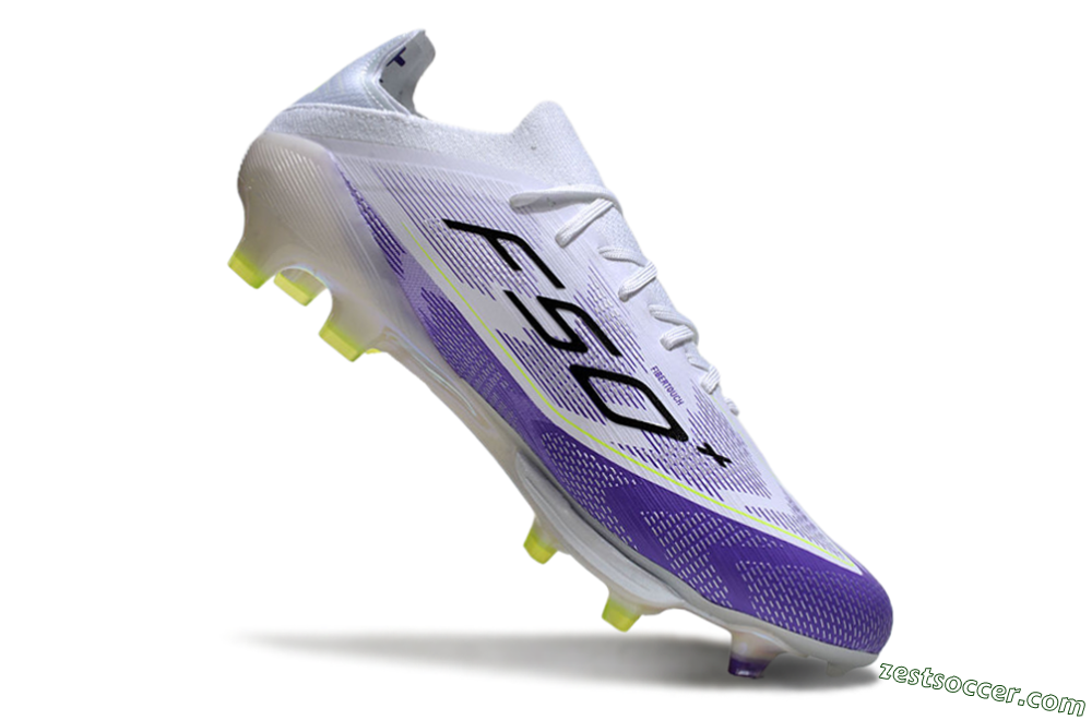 Adidas F50+ Elite Lightstrike Pro FG Low-Tops Soccer Cleats - White/Black/Purple 4