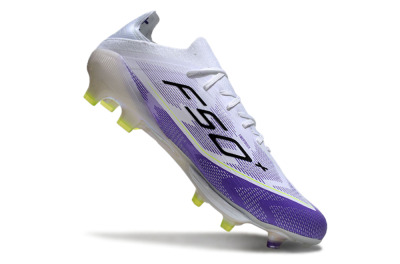 Adidas F50+ Elite Lightstrike Pro FG Low-Tops Soccer Cleats - White/Black/Purple