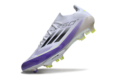 Adidas F50+ Elite Lightstrike Pro FG Low-Tops Soccer Cleats - White/Black/Purple