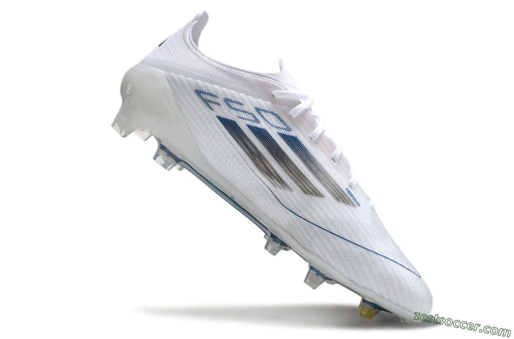 Adidas F50 Elite FG Low-Tops Soccer Cleats - White/Silver/Blue 4