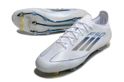 Adidas F50 Elite FG Low-Tops Soccer Cleats - White/Silver/Blue